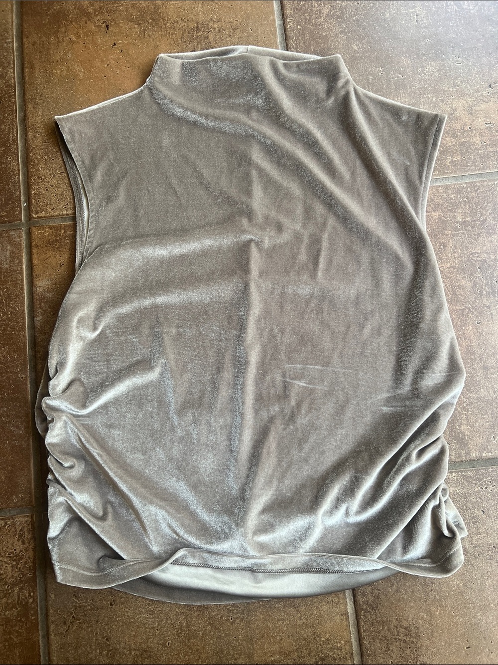 A New Day Sleeveless Velvet Mock Neck Top in Light Gray